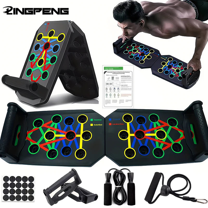 ortable Multifunctional Push-up Board Set With Handles Foldable Fitness Equipment For Chest Abdomen Arms And Back Training