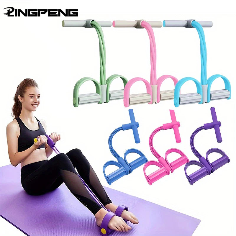 Foot Pedal Tension Bands Home Gym Resistance Bands 4 Elastic Pull Straps, Tension Rope for Full Body Workouts and Abdominal