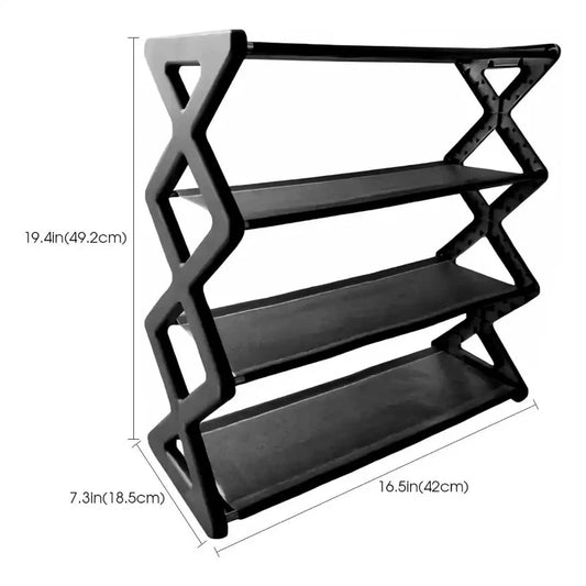 4 Tier X shaped, Dust proof Shoe Storage Rack, Hot Multifunctional Rack for Dorm Entryways Hallways Bedrooms