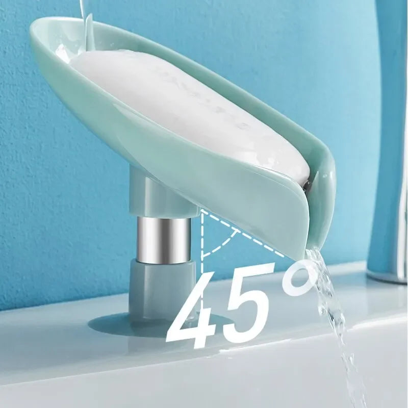 2pcs Drain Soap Holder Leaf Shape, Suction Cup Tray Drying Rack for Shower Sponge Container, Kitchen Bathroom Accessories