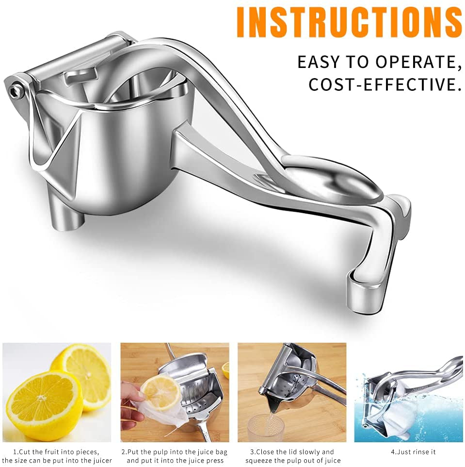 Stainless Steel Multifunctional Manual Squeezer and Juicer, Durable Aluminum Blade, Portable Squeezer