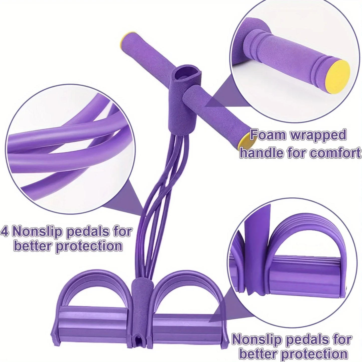 Foot Pedal Tension Bands Home Gym Resistance Bands 4 Elastic Pull Straps, Tension Rope for Full Body Workouts and Abdominal