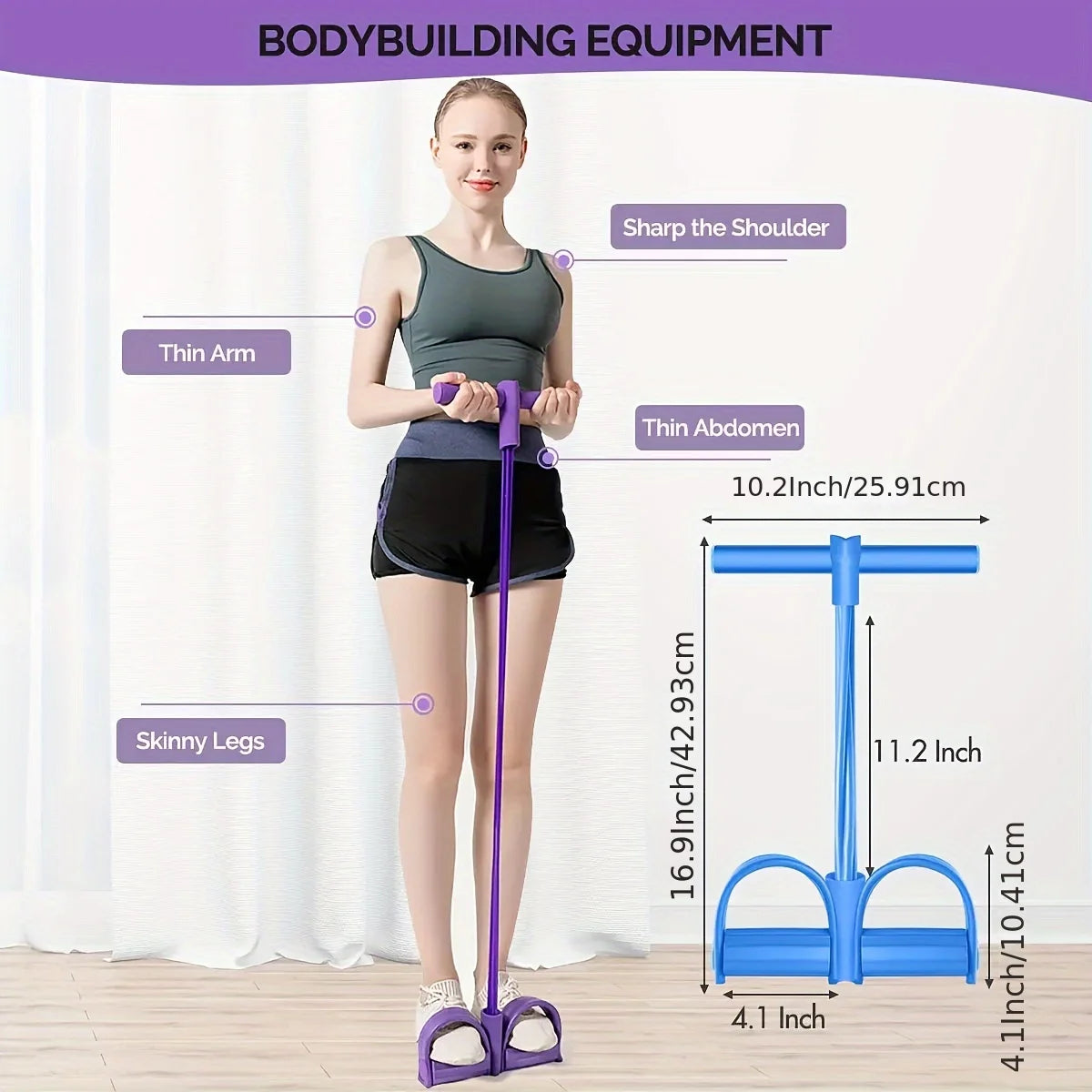 Foot Pedal Tension Bands Home Gym Resistance Bands 4 Elastic Pull Straps, Tension Rope for Full Body Workouts and Abdominal