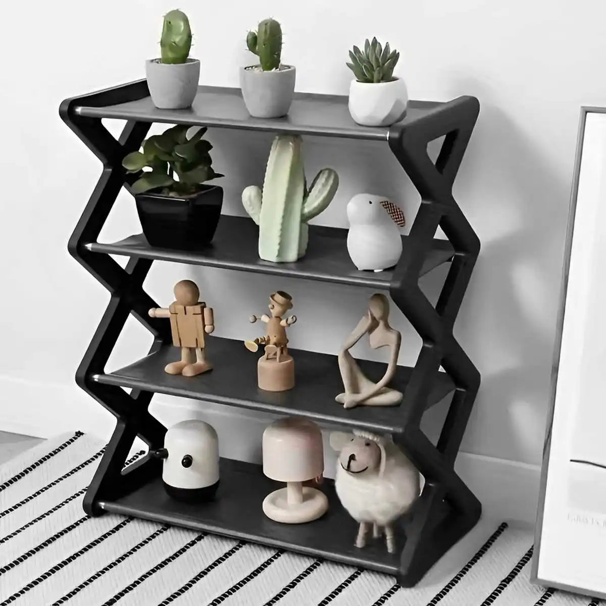 4 Tier X shaped, Dust proof Shoe Storage Rack, Hot Multifunctional Rack for Dorm Entryways Hallways Bedrooms