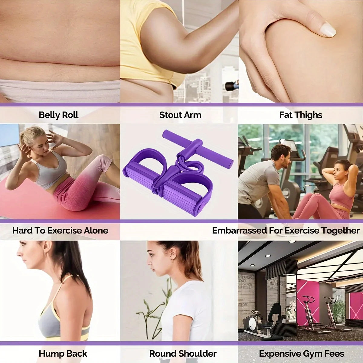 Foot Pedal Tension Bands Home Gym Resistance Bands 4 Elastic Pull Straps, Tension Rope for Full Body Workouts and Abdominal