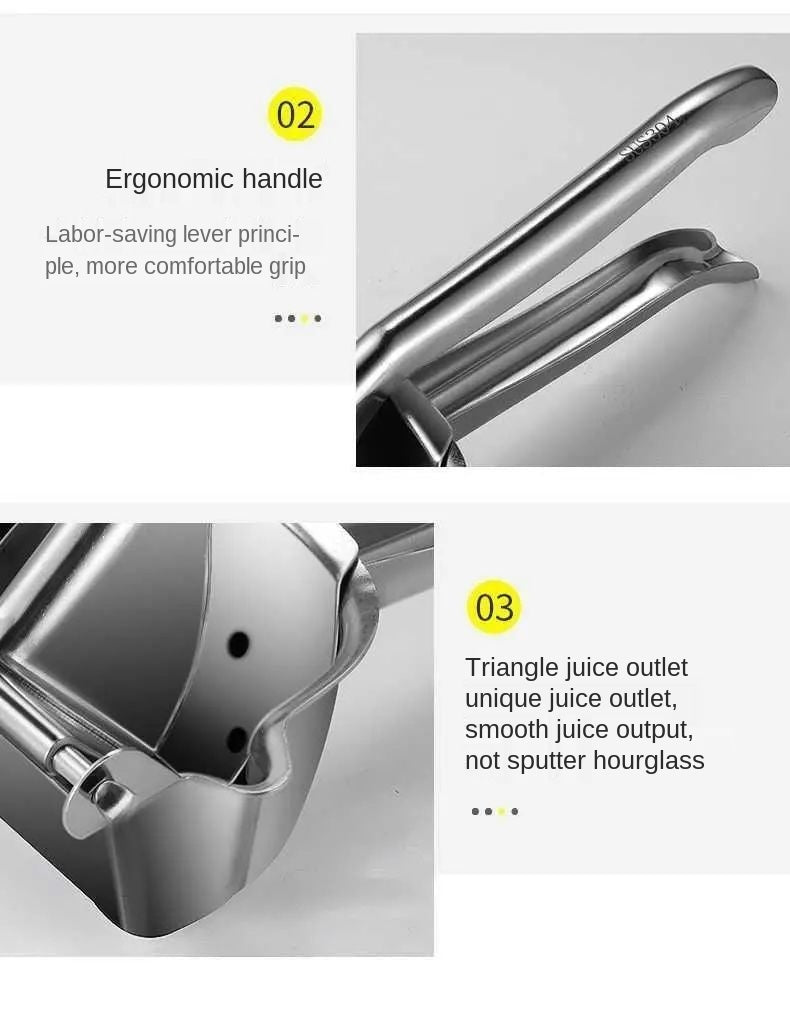 Stainless Steel Multifunctional Manual Squeezer and Juicer, Durable Aluminum Blade, Portable Squeezer