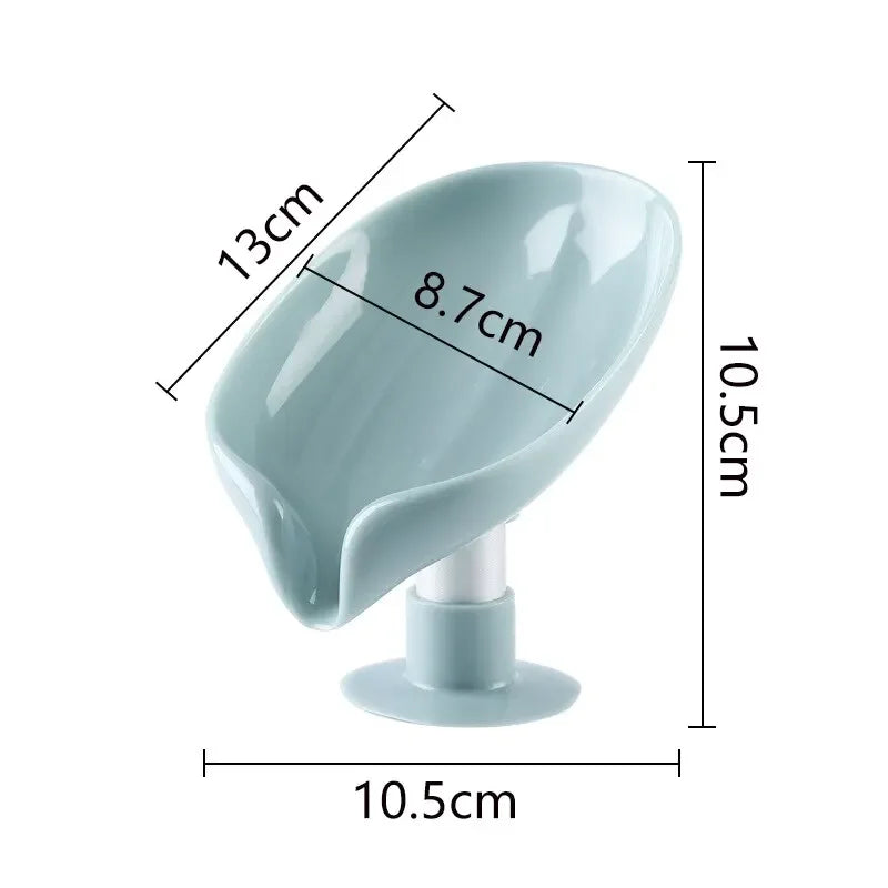 2pcs Drain Soap Holder Leaf Shape, Suction Cup Tray Drying Rack for Shower Sponge Container, Kitchen Bathroom Accessories